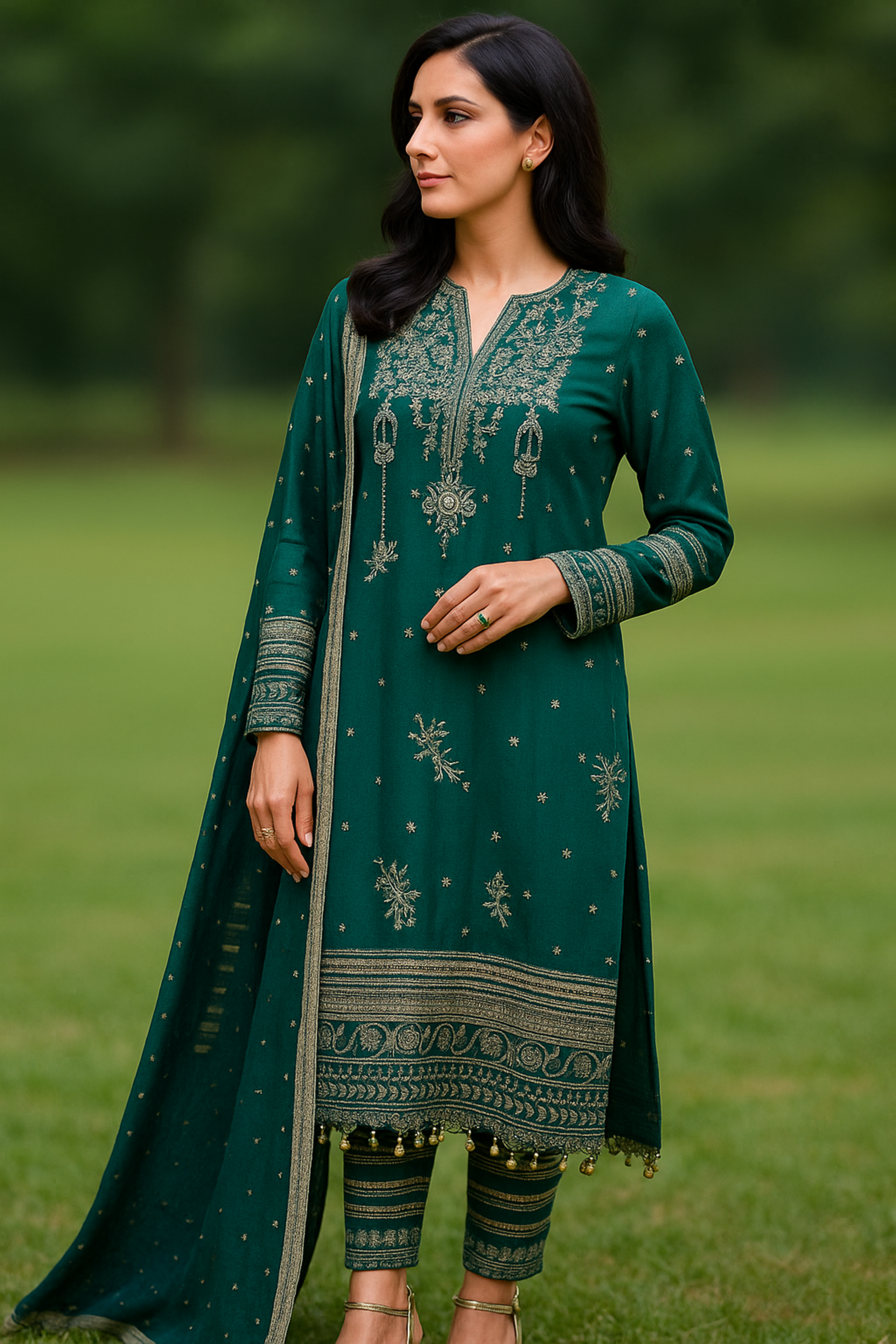Chiffon Dyed Embroidred Dress By RAAYA (Unstiched) Sethi Brothers